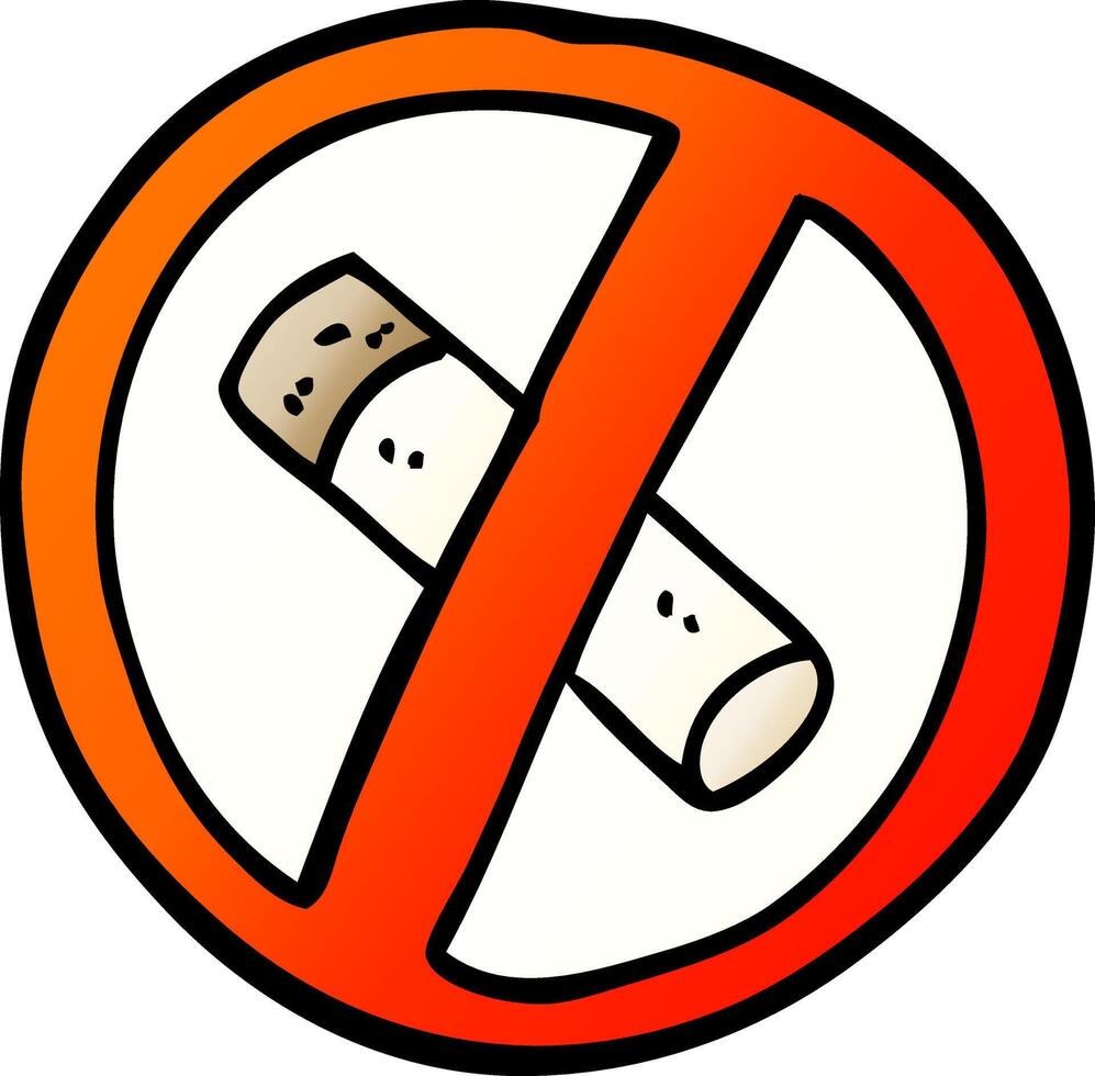 vector gradient illustration cartoon no smoking sign