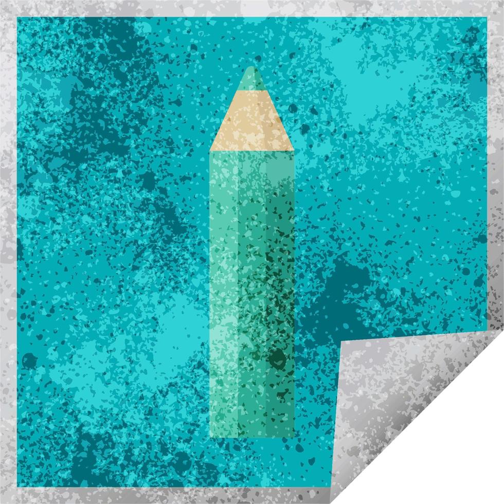 green coloring pencil graphic vector illustration square sticker