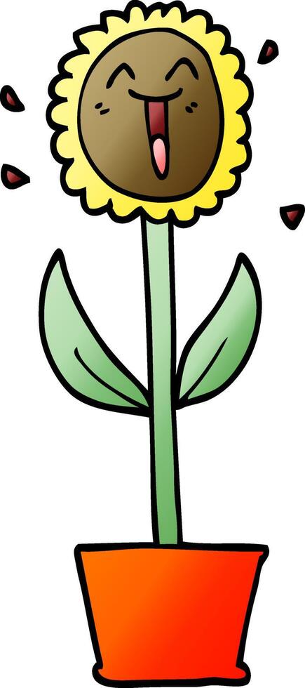 vector gradient illustration cartoon flower in pot