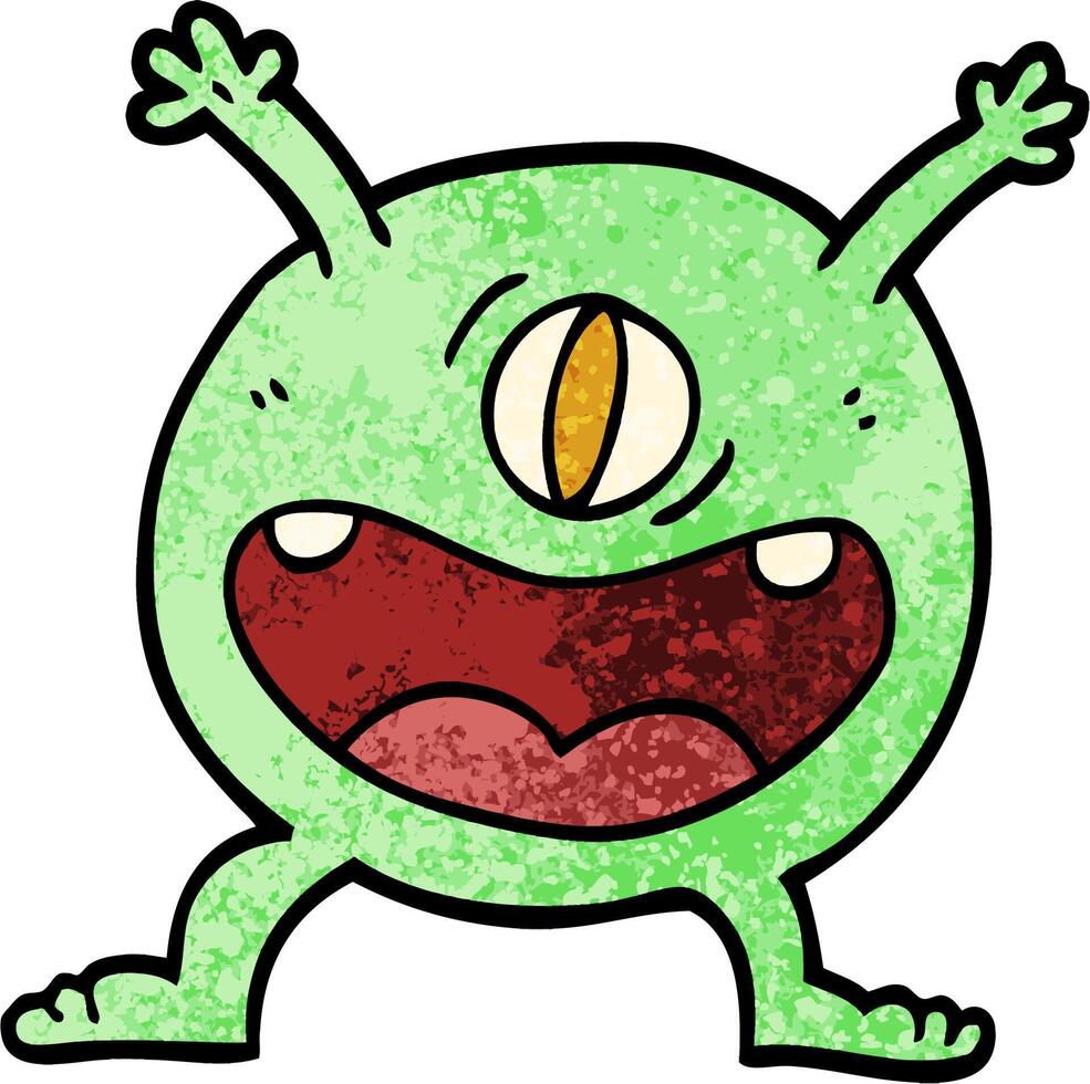 grunge textured illustration cartoon monster vector