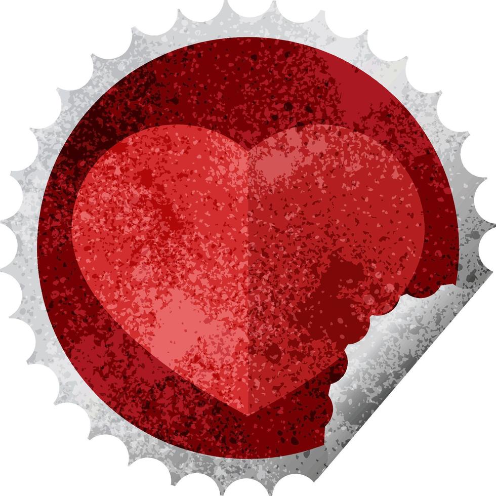 heart symbol graphic vector illustration round sticker stamp