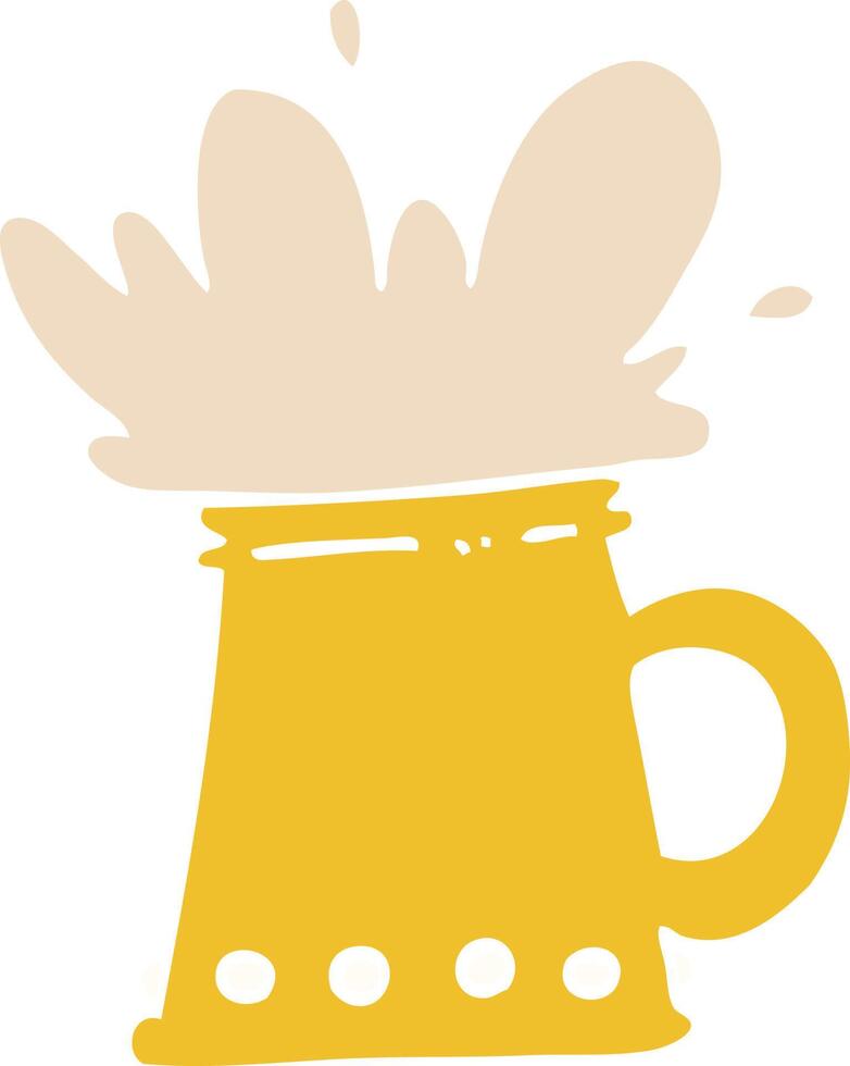 flat color illustration cartoon beer tankard vector