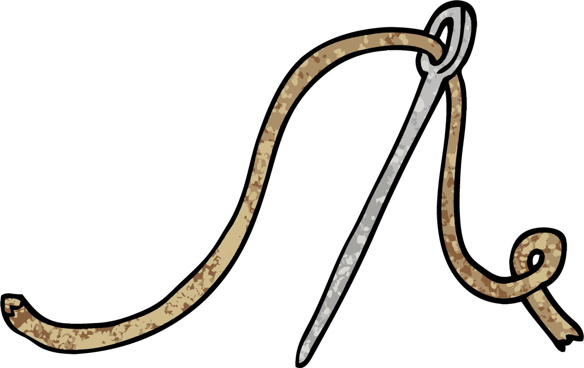 grunge textured illustration cartoon needle and thread 12551411 Vector