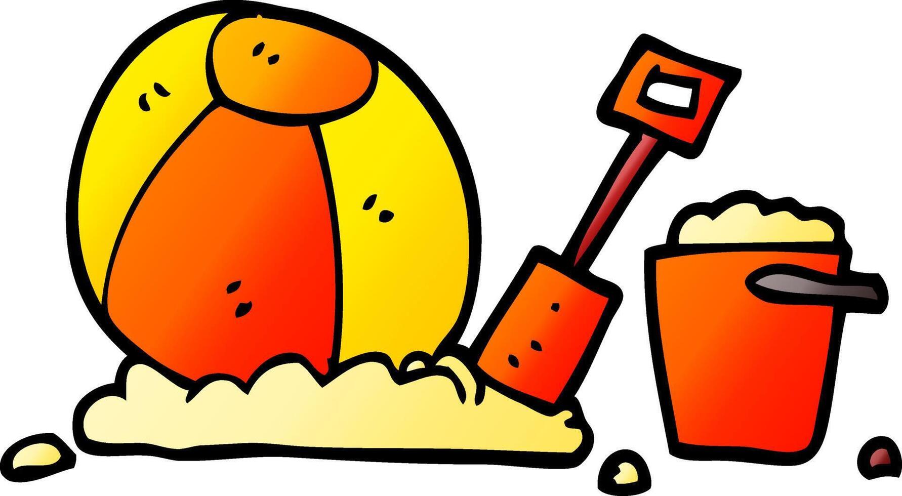 vector gradient illustration cartoon beach objects