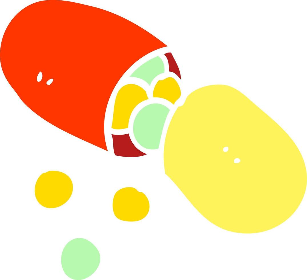 flat color illustration cartoon capsule pill vector