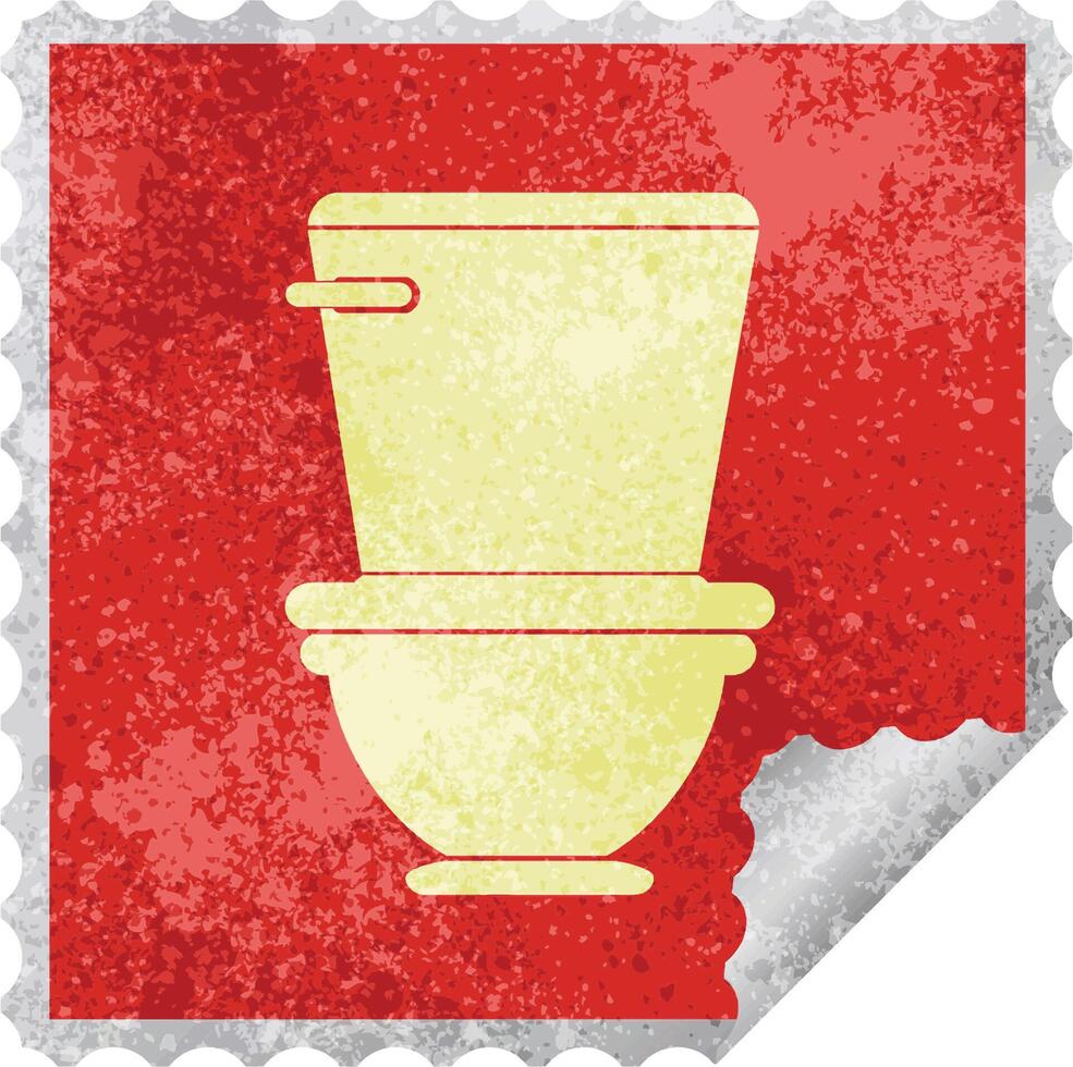 toilet square peeling sticker vector illustration
