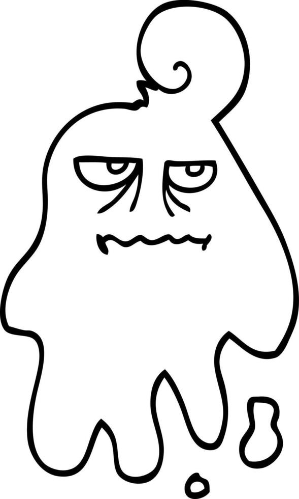 fantasma espeluznante de dibujos animados en blanco y negro vector