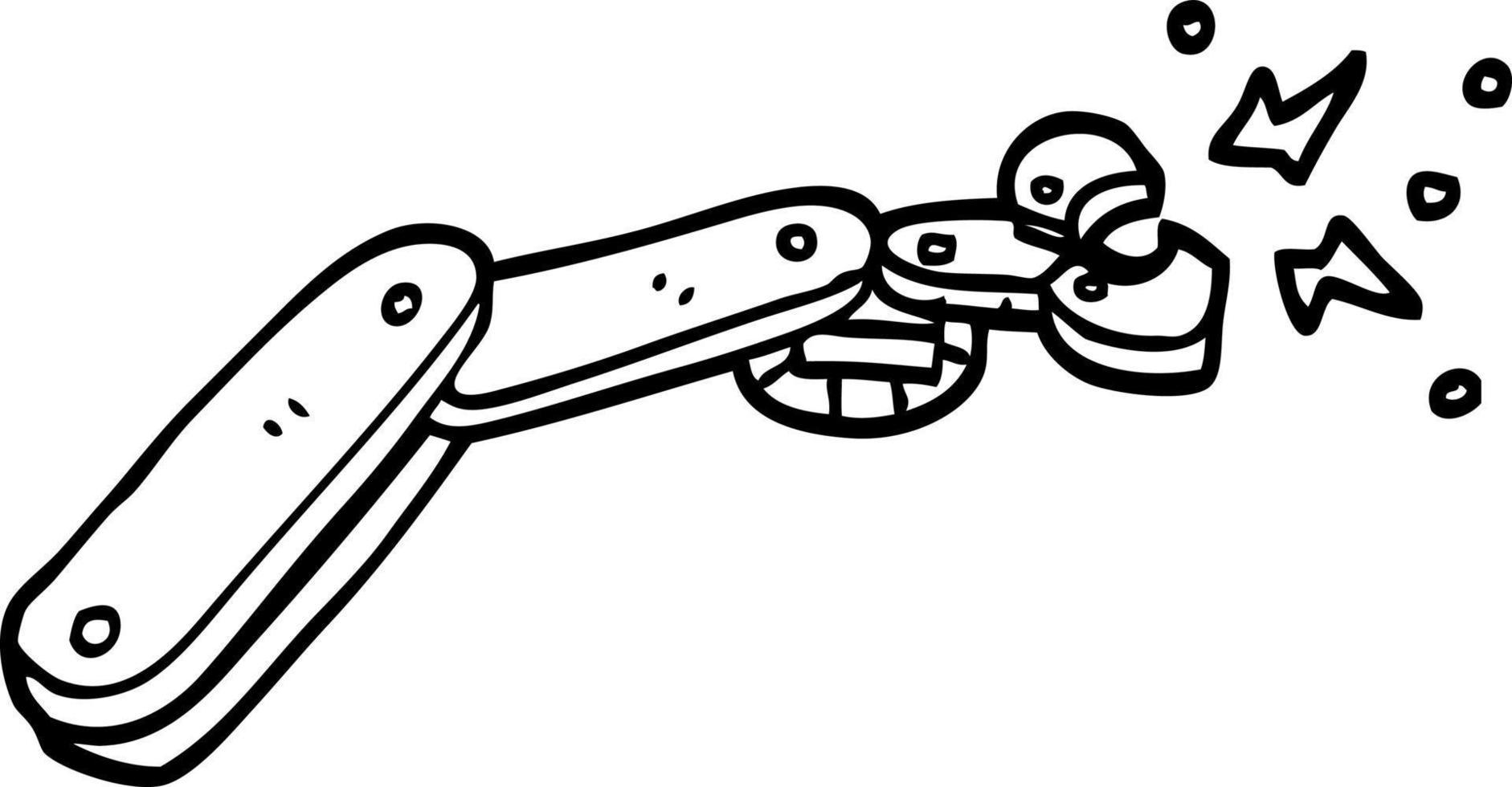 brazo de robot de dibujos animados en blanco y negro vector