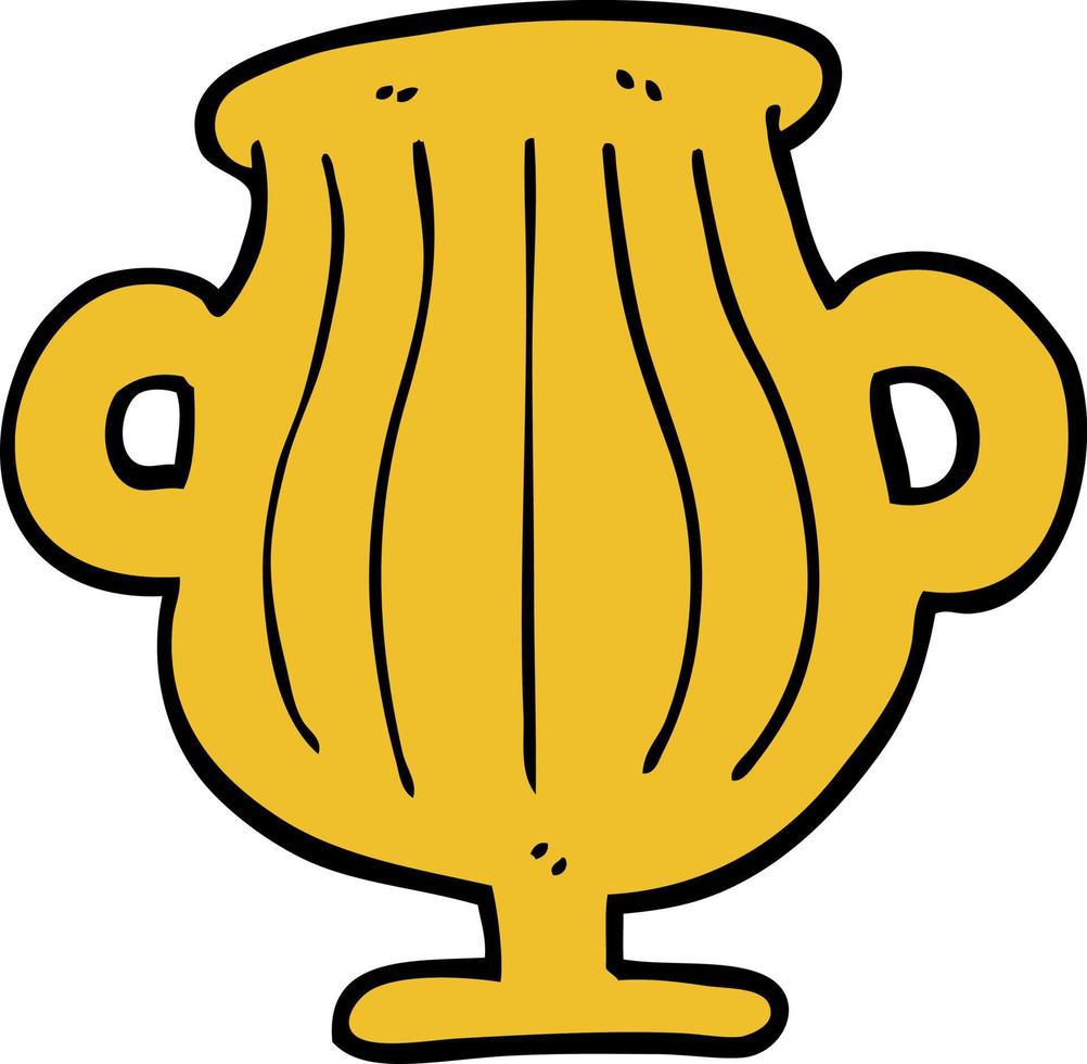 hand drawn doodle style cartoon of a golden vase vector