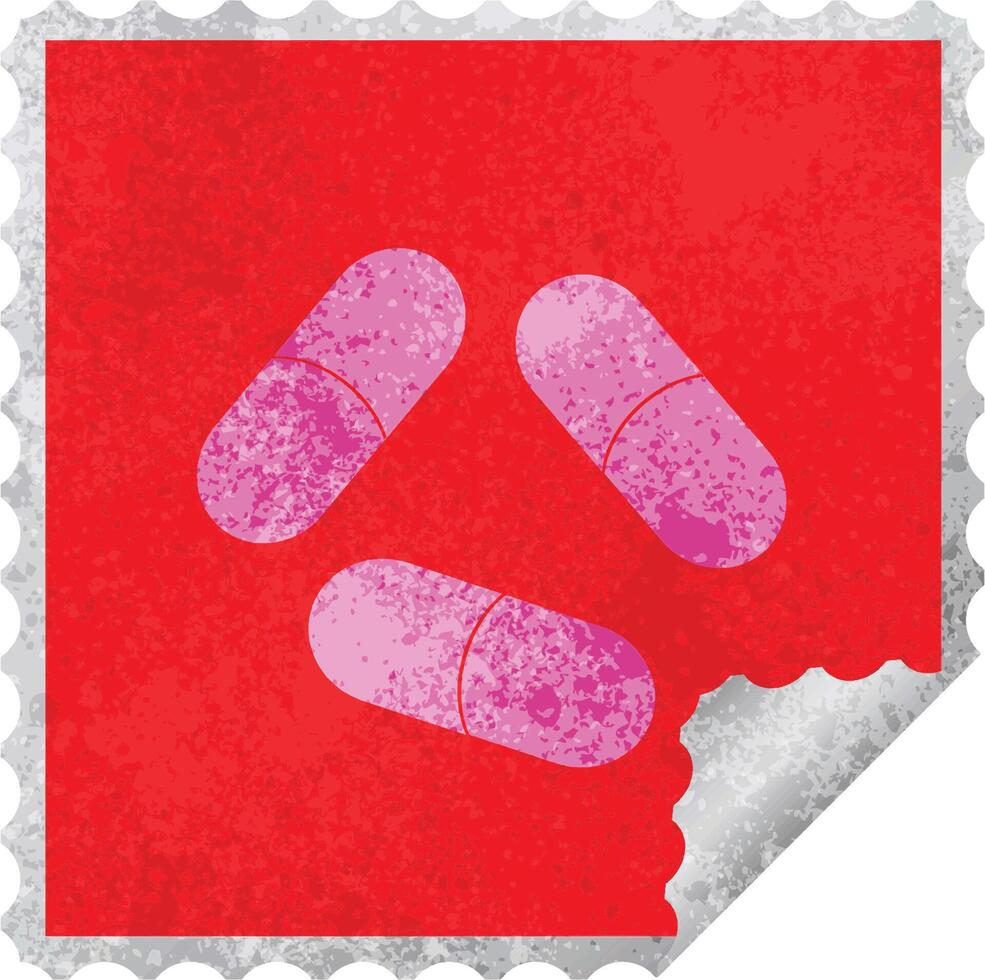 pills vector illustration square peeling sticker
