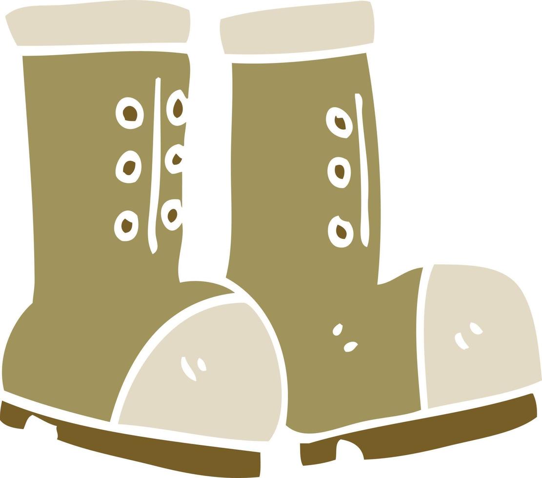 flat color illustration cartoon work boots vector