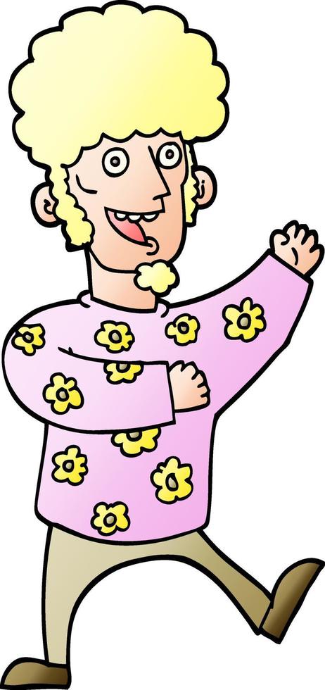 vector gradient illustration cartoon dancing 70s man