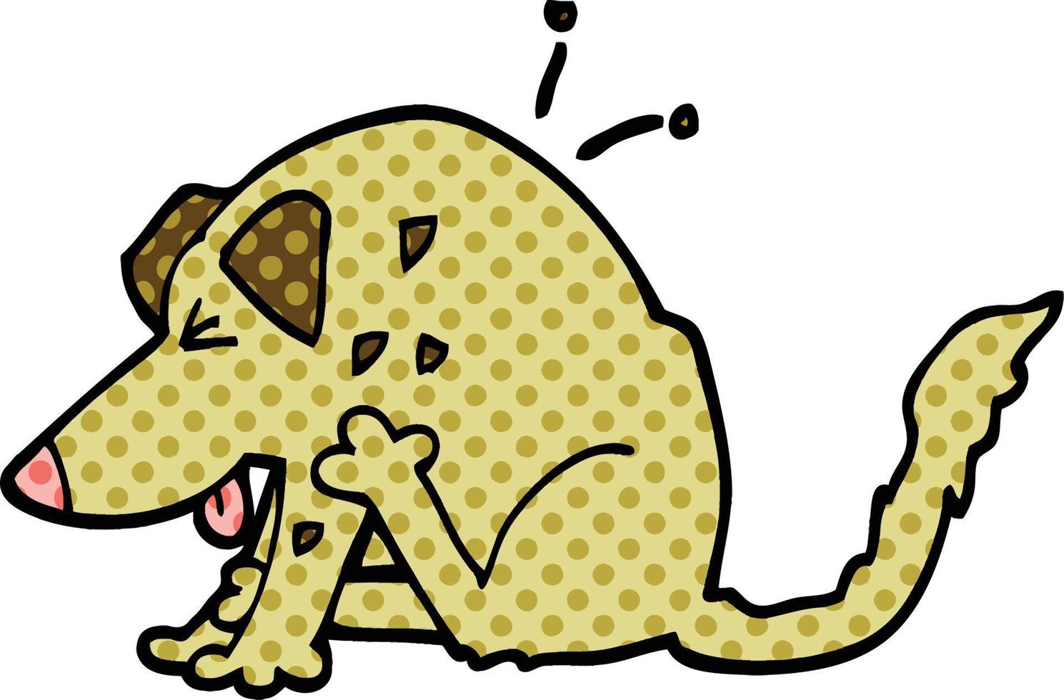 comic book style cartoon dog scratching vector