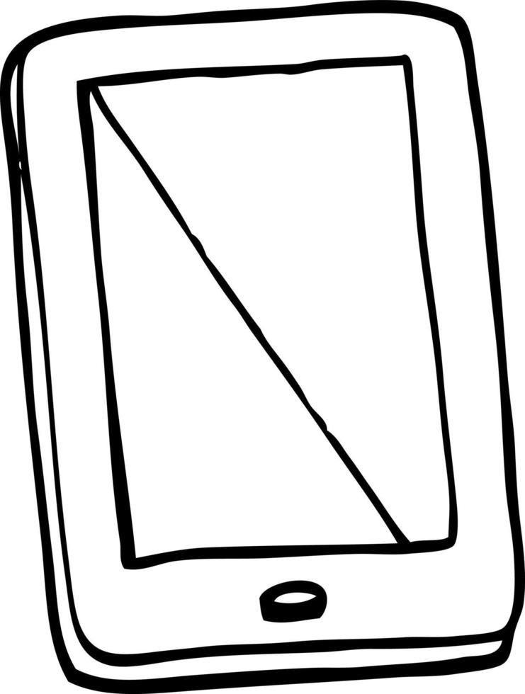 black and white cartoon computer tablet vector