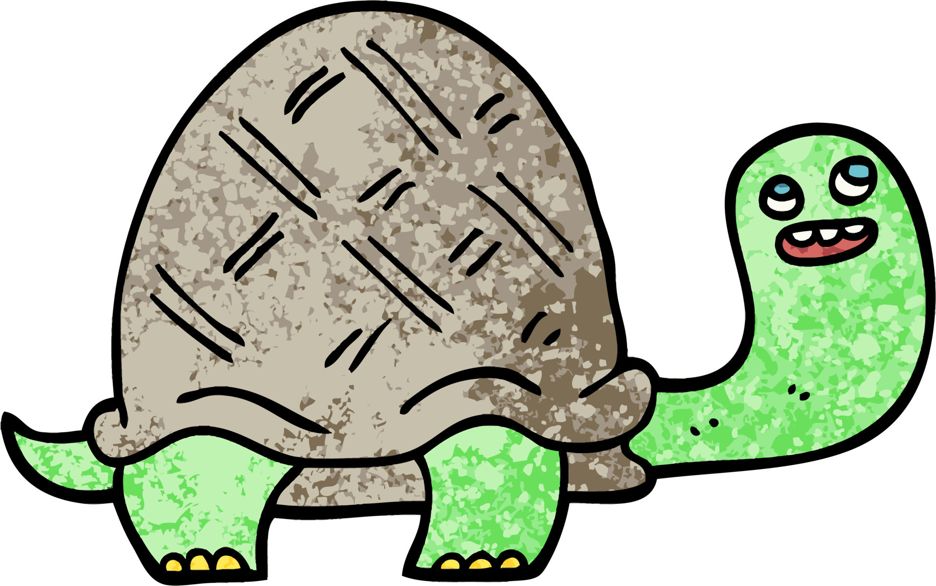 grunge textured illustration cartoon happy turtle 12551622 Vector Art at  Vecteezy