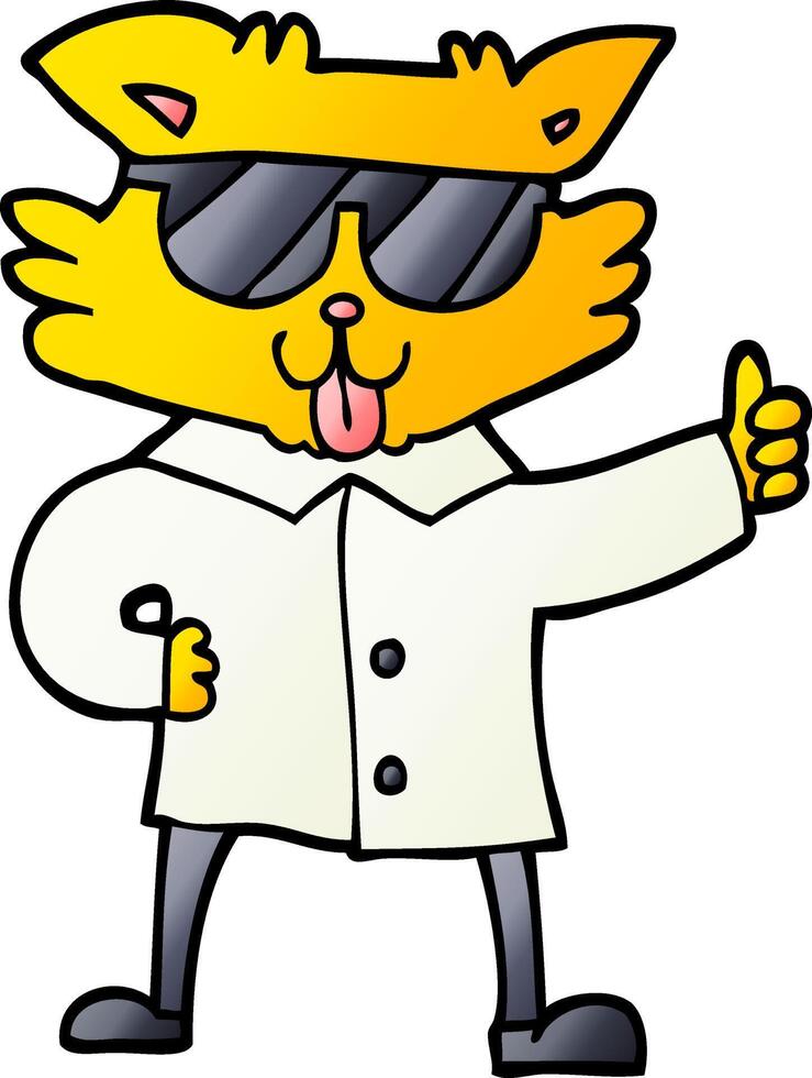 vector gradient illustration cartoon cool cat