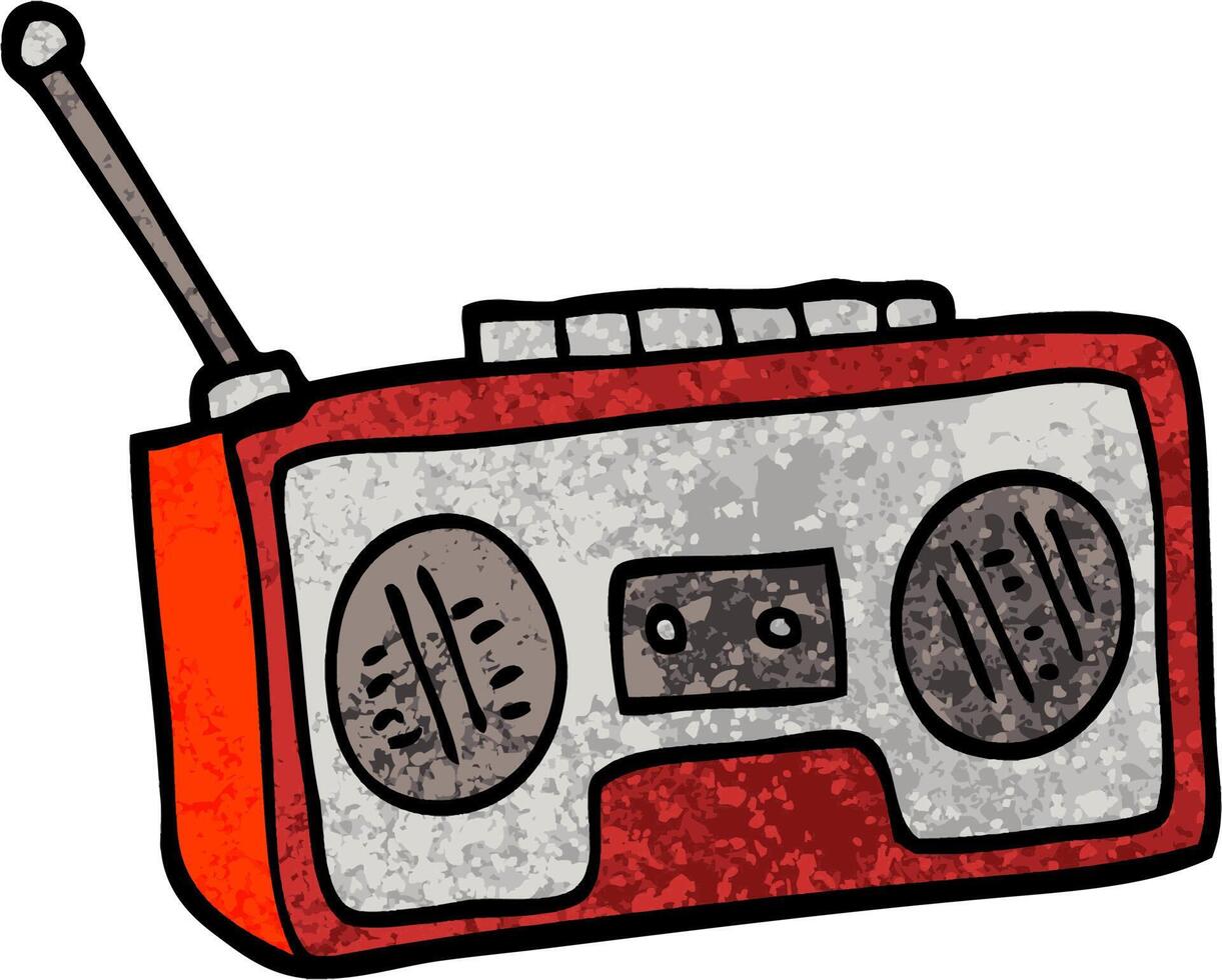 grunge textured illustration cartoon radio player vector