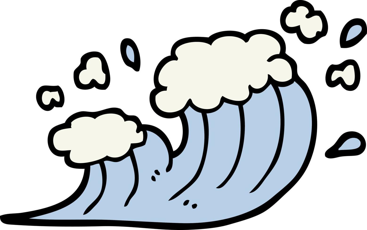 hand drawn doodle style cartoon wave crashing vector