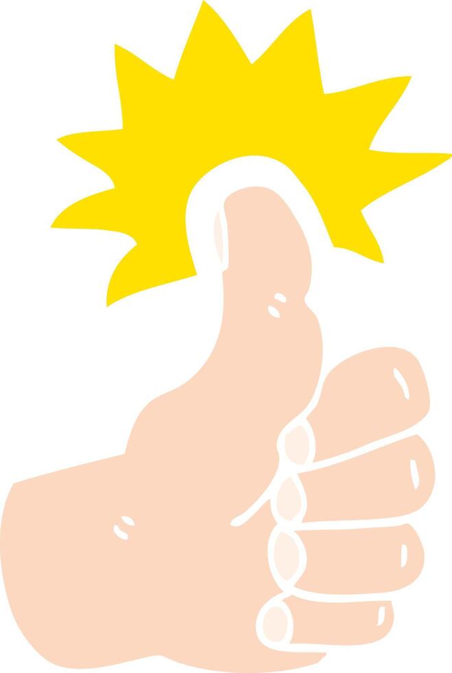 flat color illustration cartoon thumbs up symbol vector