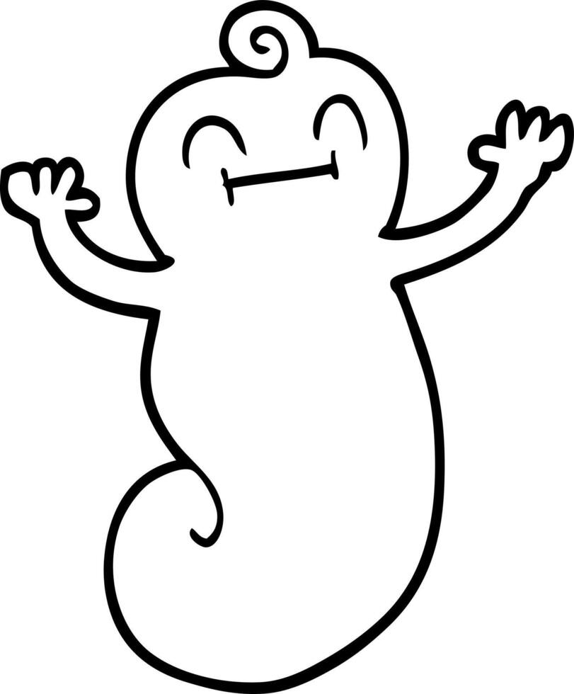 black and white cartoon happy ghost vector