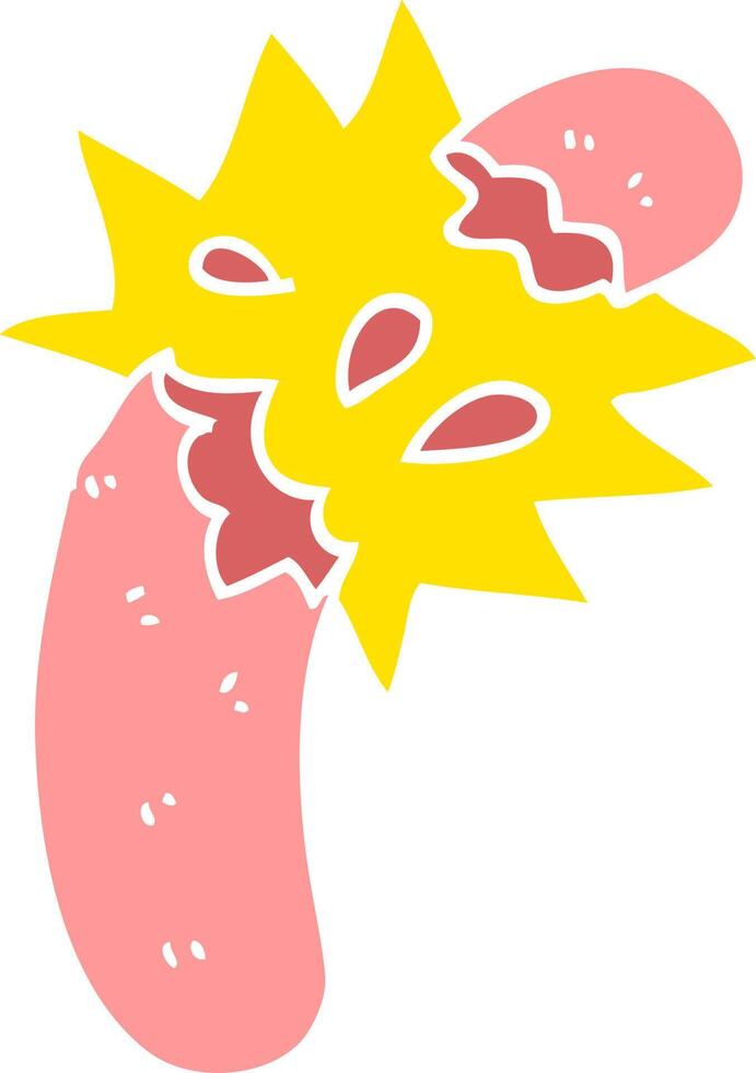 flat color illustration cartoon sausage vector