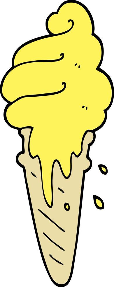 hand drawn doodle style cartoon ice cream cone vector