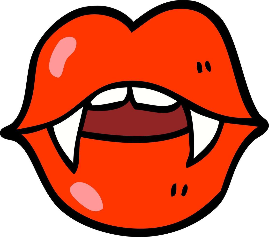 hand drawn doodle style cartoon vampire mouth vector