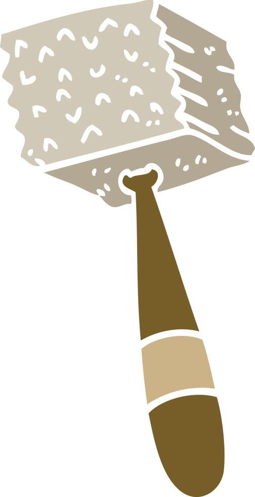 flat color illustration cartoon meat hammer vector