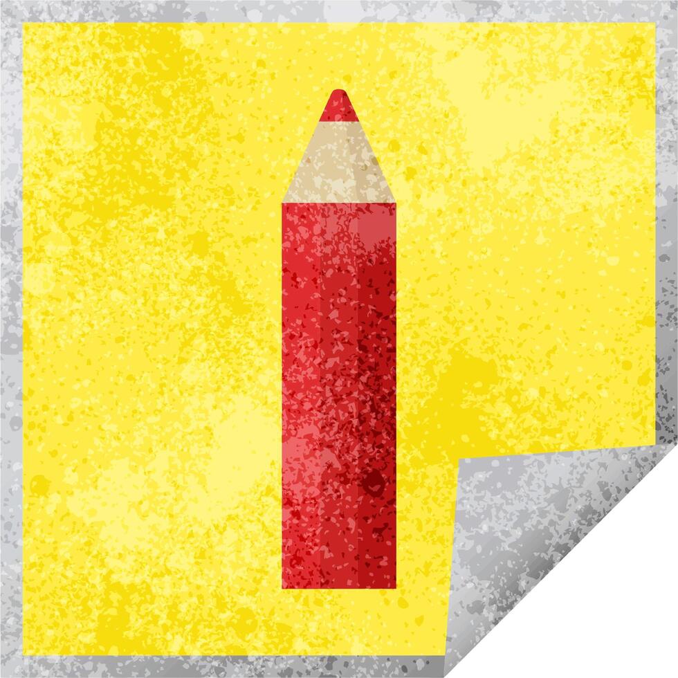 red coloring pencil graphic vector illustration square sticker