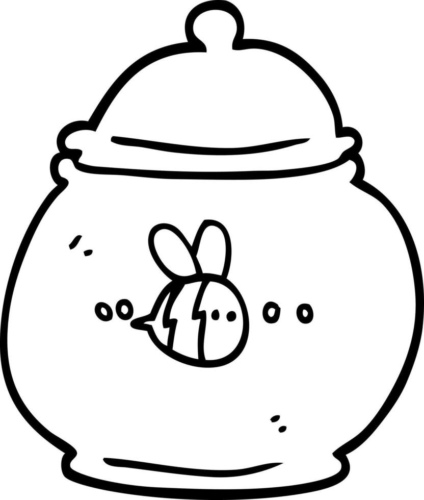 black and white cartoon honey pot vector