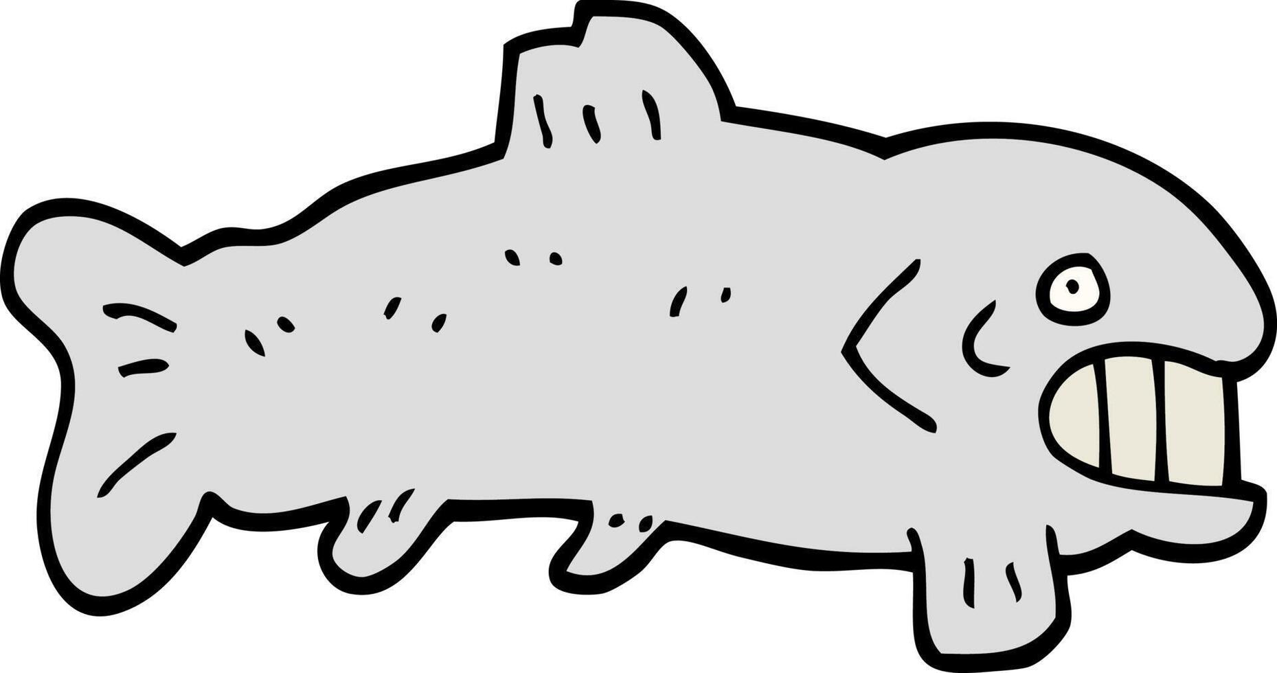 hand drawn doodle style cartoon large fish vector