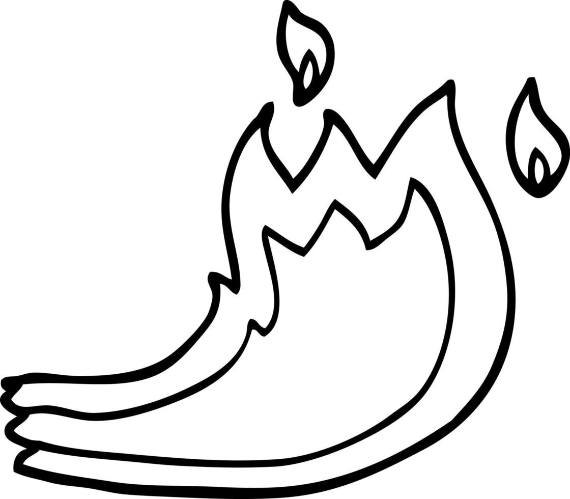 black and white cartoon fire flame vector