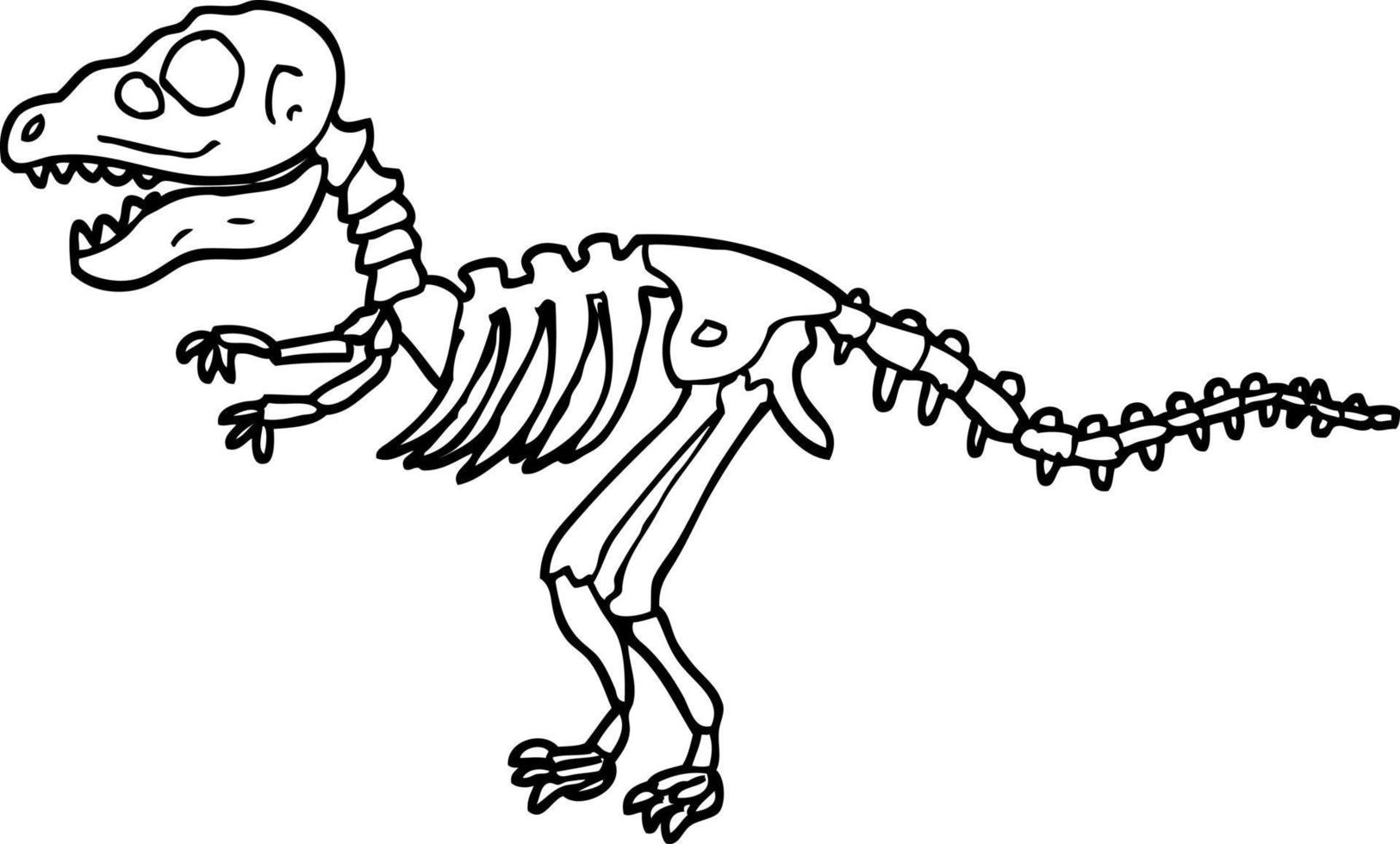 huesos de dinosaurio de dibujos animados en blanco y negro vector
