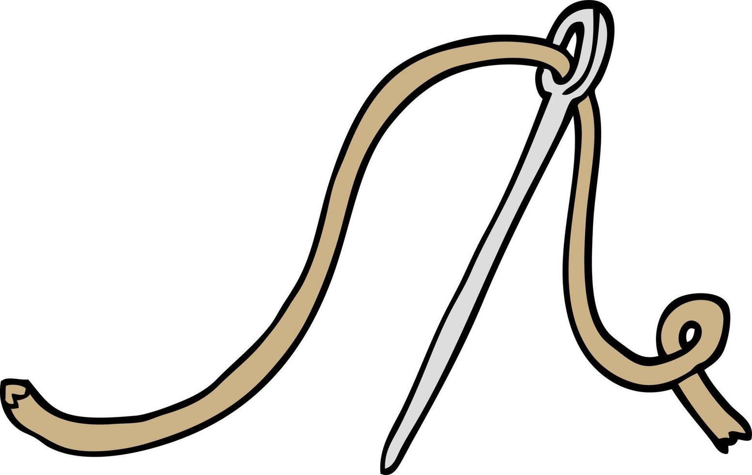 hand drawn doodle style cartoon needle and thread vector