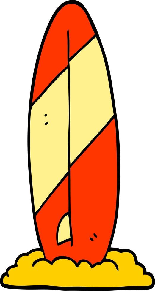 tabla de surf de dibujos animados estilo doodle dibujado a mano vector