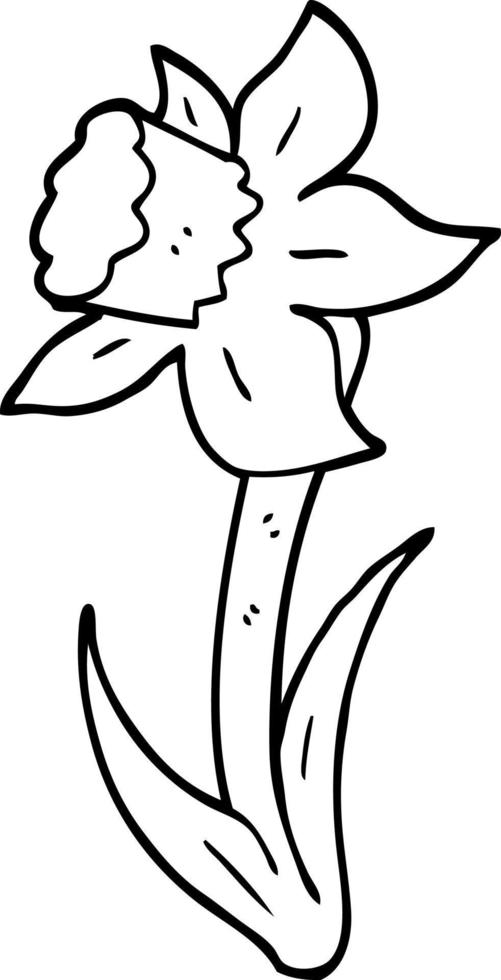 black and white cartoon daffodil vector