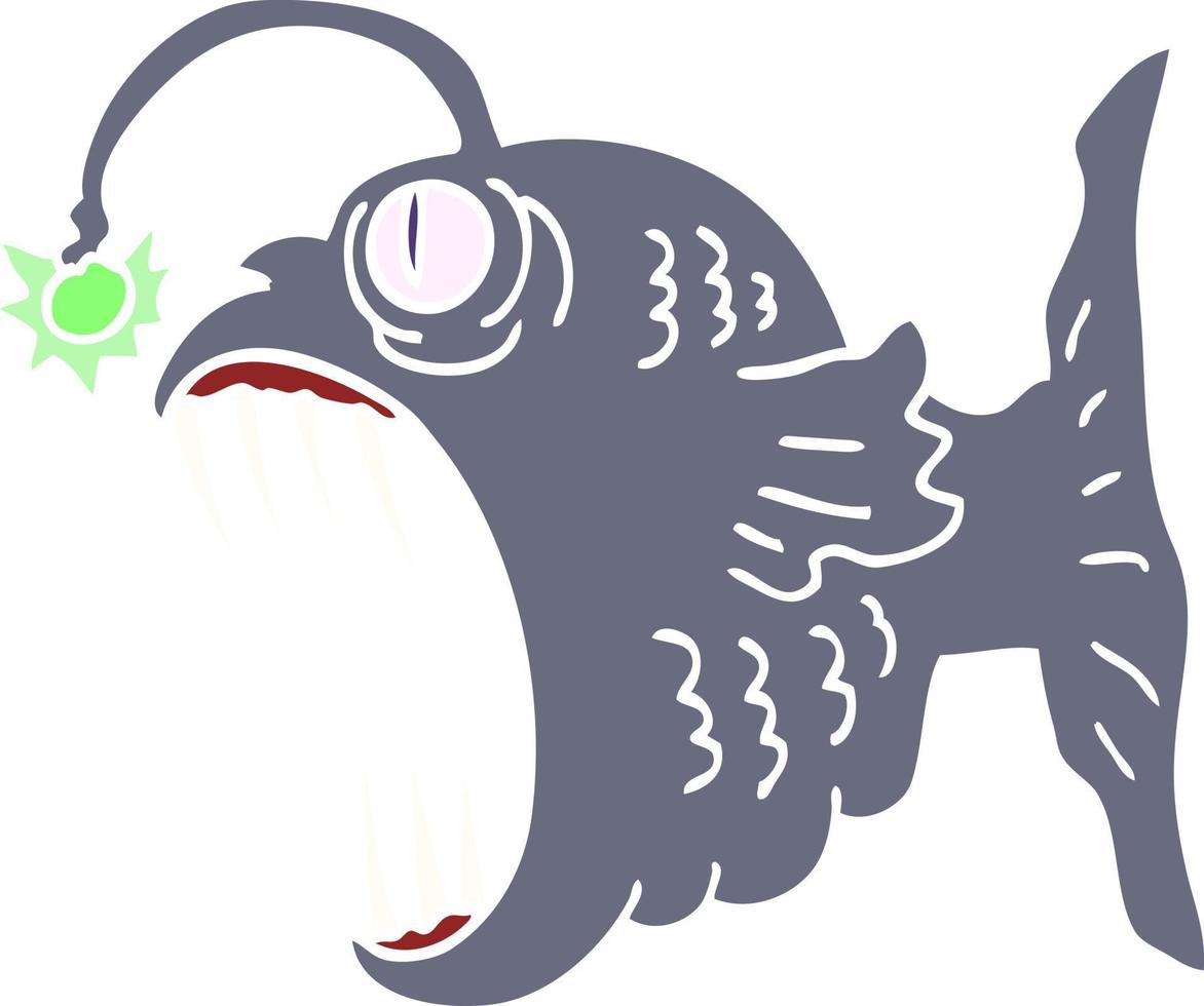 flat color illustration cartoon lantern fish vector