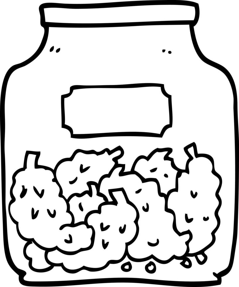 black and white cartoon cannabis dispensary jar vector