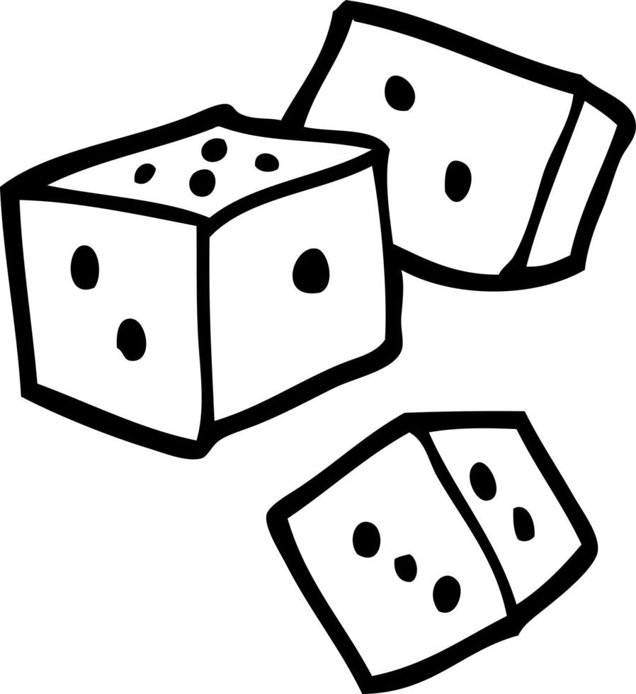 black and white cartoon dice vector