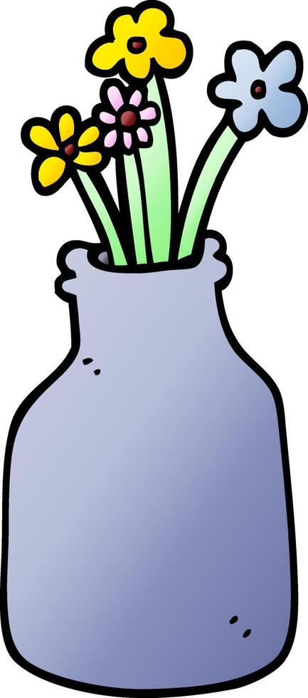 vector gradient illustration cartoon flowers in vase