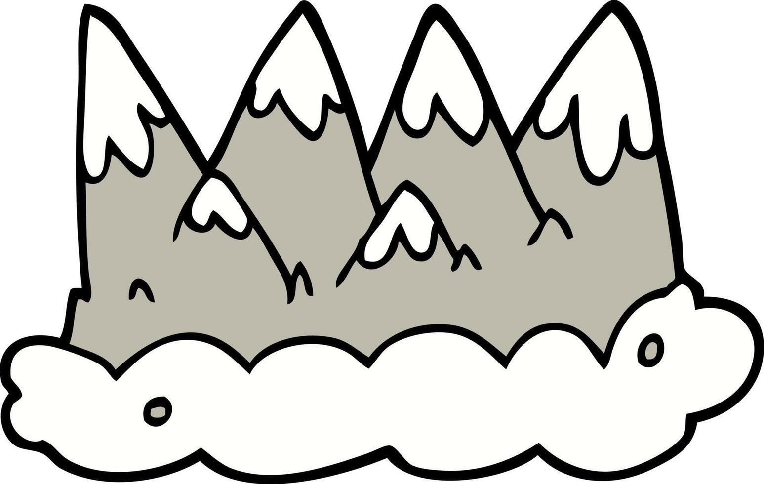 hand drawn doodle style cartoon mountains vector