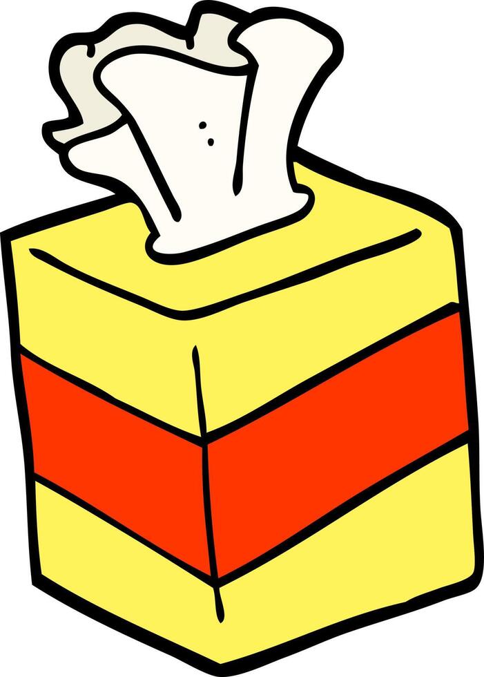 hand drawn doodle style cartoon tissue box vector