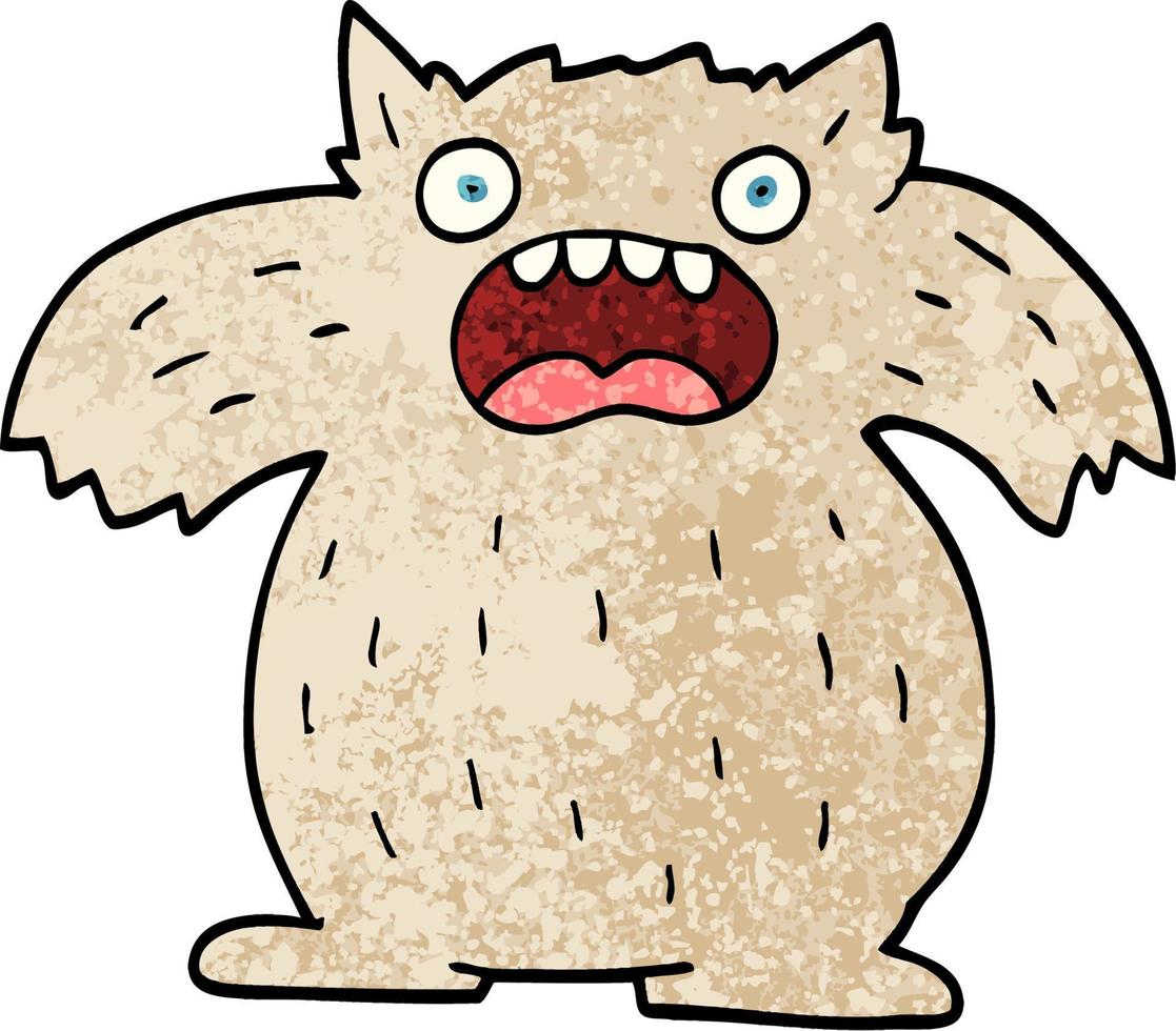 grunge textured illustration cartoon yeti monster vector