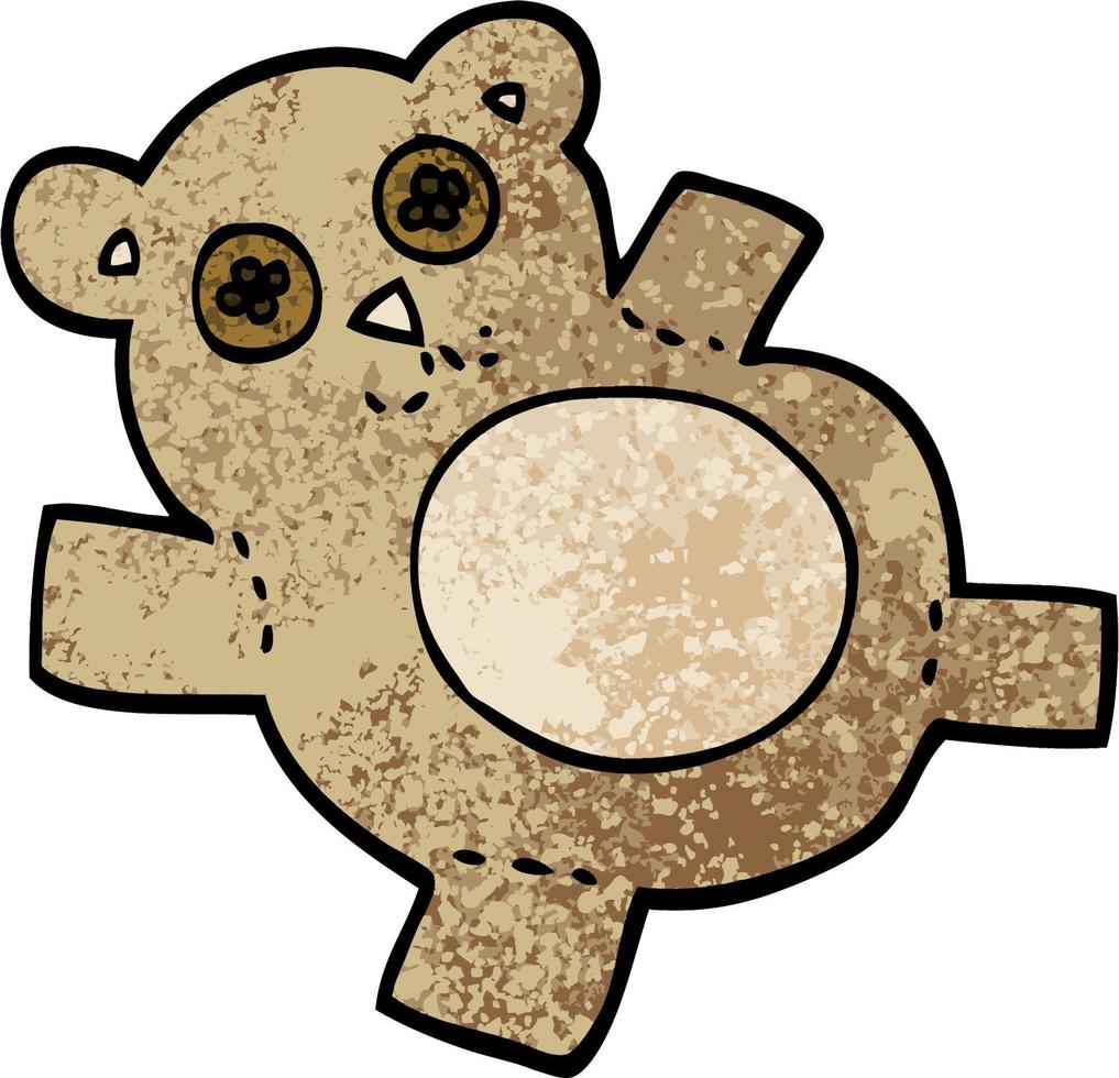 oso de peluche de dibujos animados de ilustración con textura grunge vector