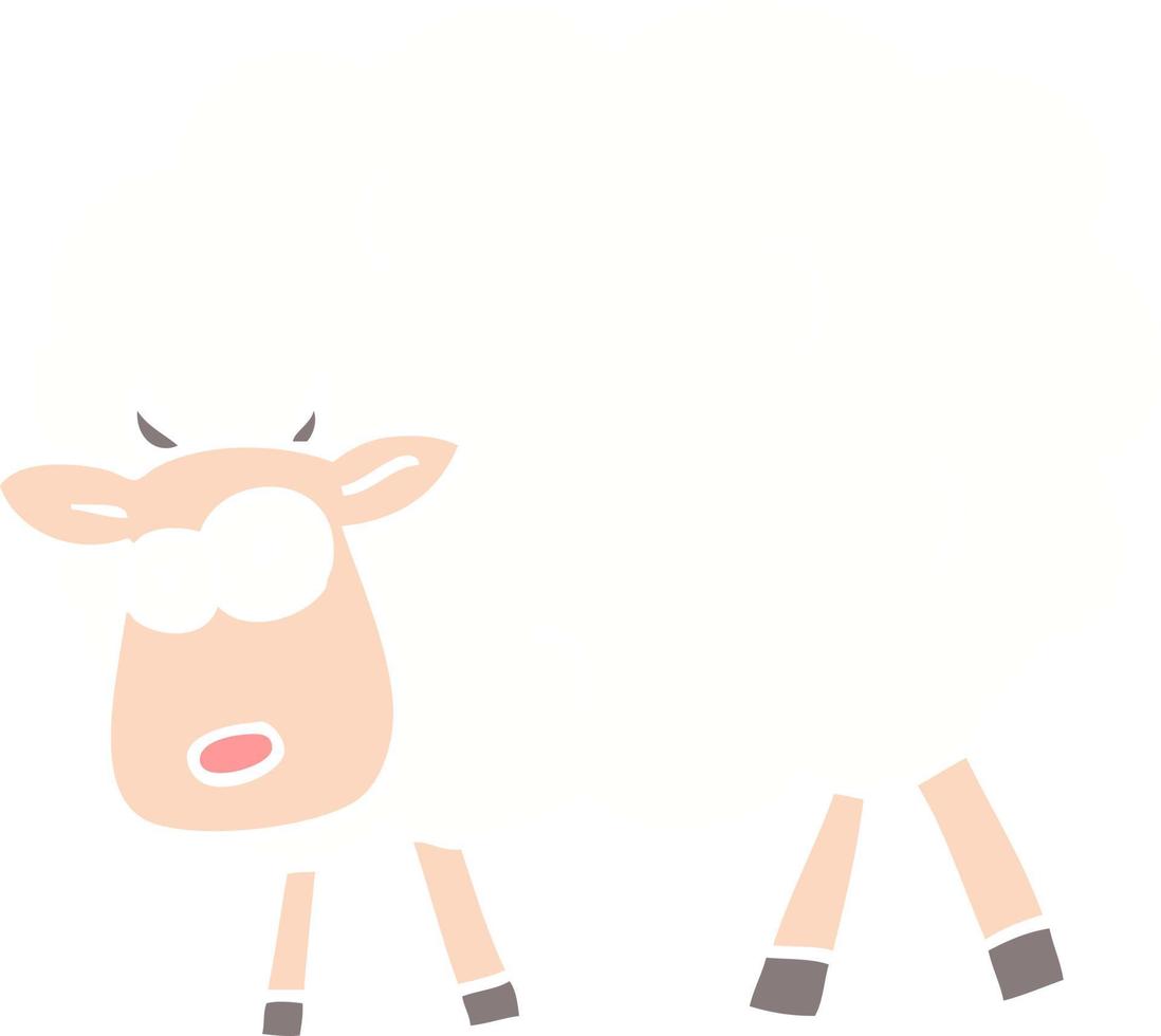 flat color illustration cartoon sheep vector