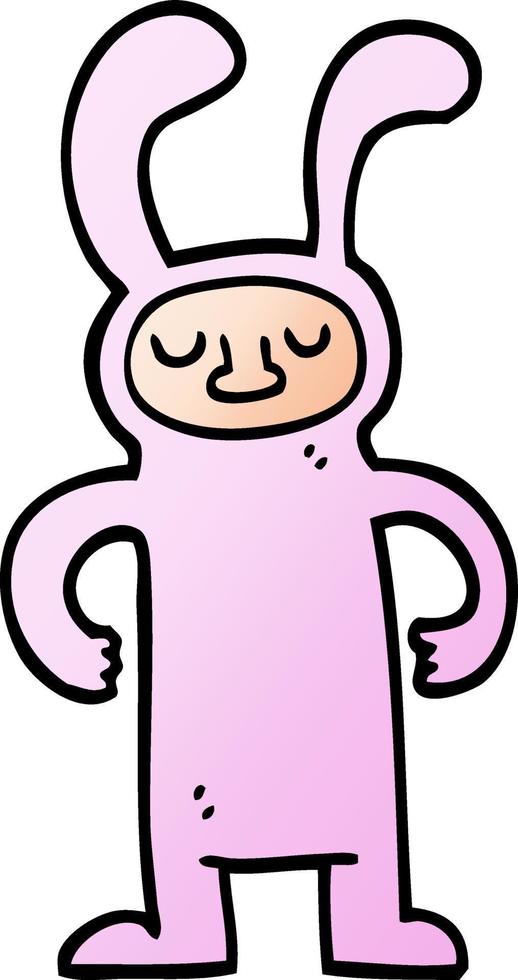 vector gradient illustration cartoon man dressed as a bunny