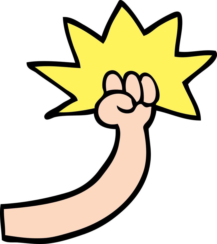 hand drawn doodle style cartoon punching arm vector