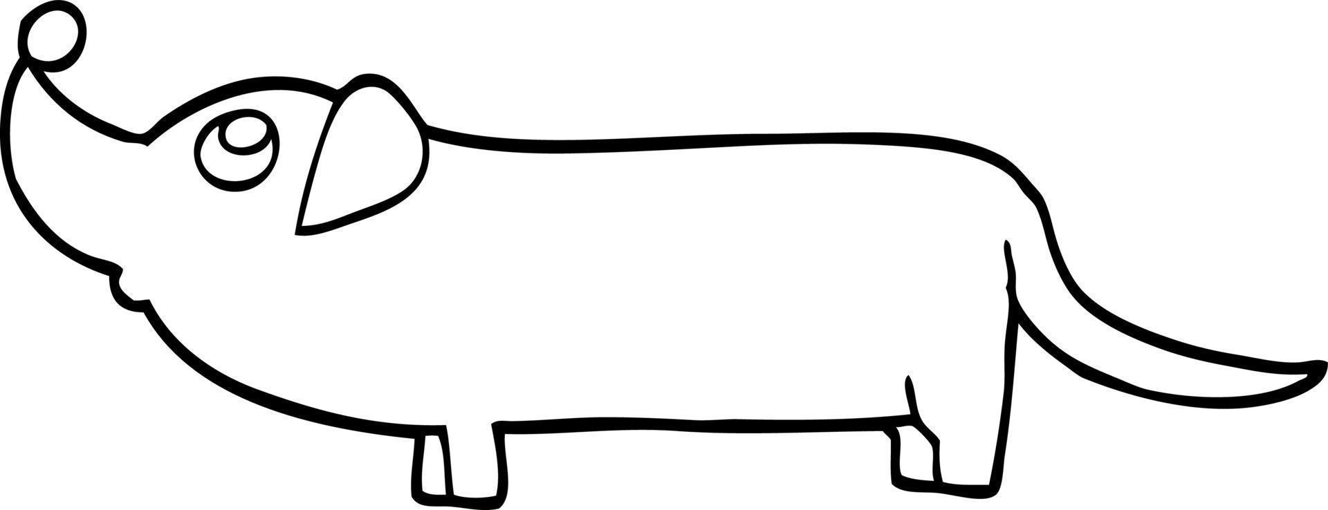 perro salchicha de dibujos animados en blanco y negro vector