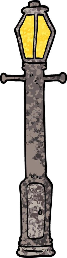 grunge textured illustration cartoon lamp post vector