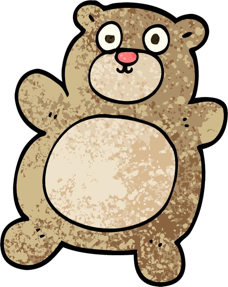 grunge textured illustration cartoon teddy bear vector